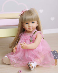 ROSHUAN Reborn doll blond long hair for realistic styling