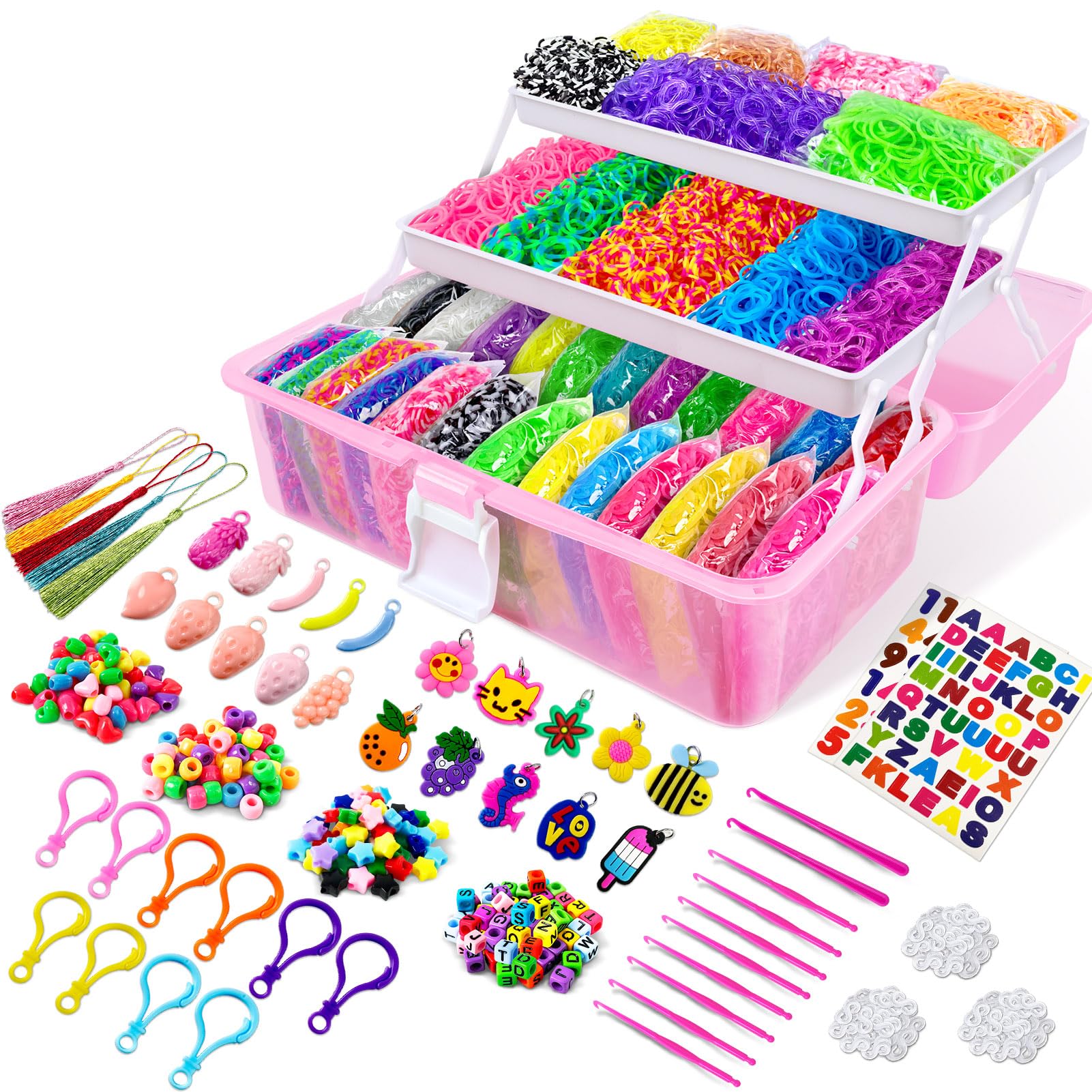ROSHUKG 14500 rubber bands kit pink for creative kid crafts and bracelets