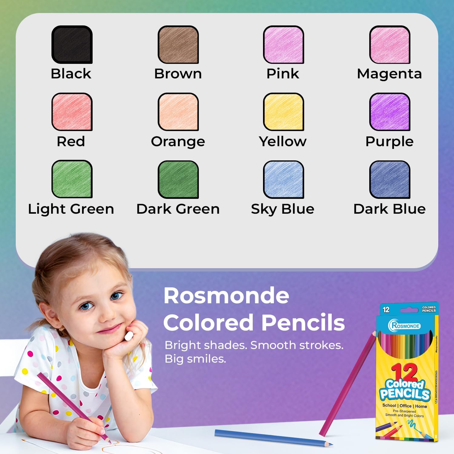 Rosmonde easy hold grip design for comfortable coloring
