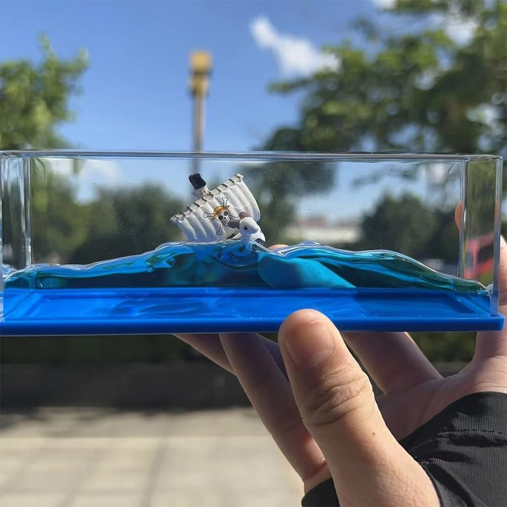 ROSSOM Pirate ship drift bottle acrylic view captures rippling waves