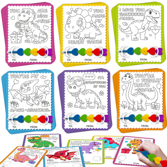 Rossorha dinosaur valentines card 24pack with dinosaur artwork for classroom gifting.