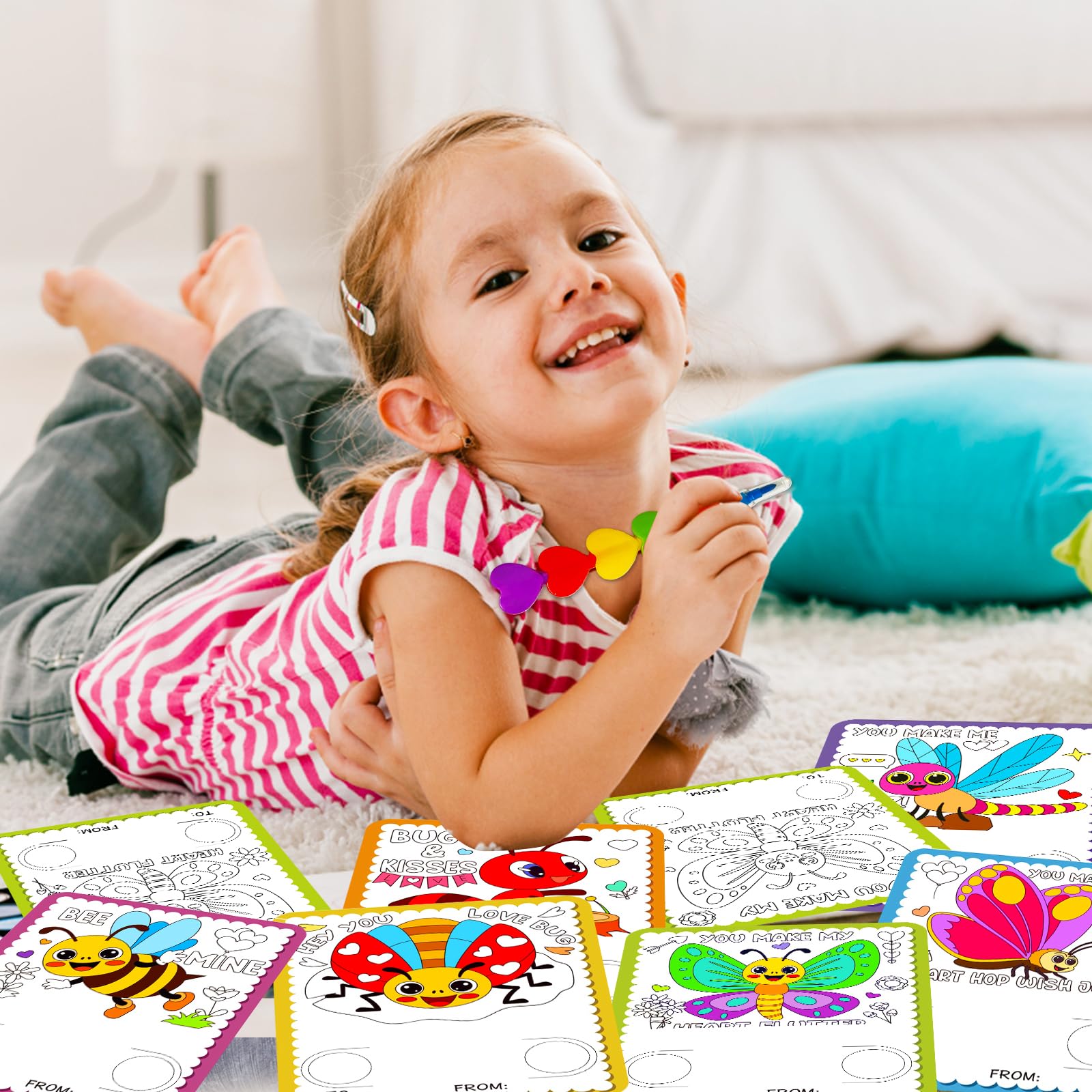 Rossorha insect-pattern cards featuring bees and ladybugs for fun color activities.