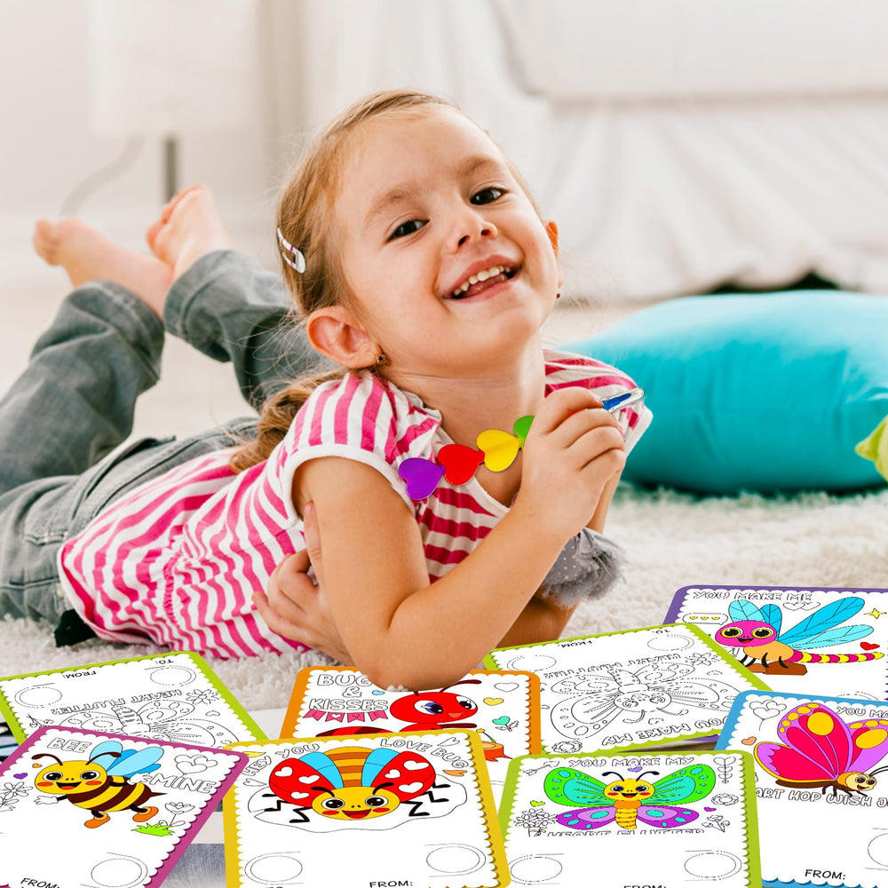 Rossorha insect-pattern cards featuring bees and ladybugs for fun color activities.