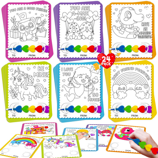 Rossorha Valentine cards for kids, colorful classroom gift exchanges.