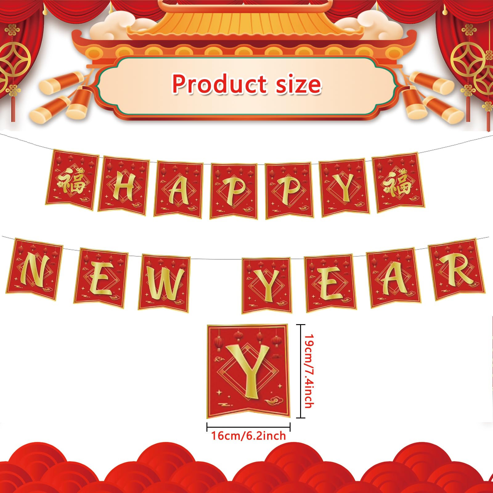 Rosulasi Happy Lunar New Year sign featuring Fu and New Year for good fortune.
