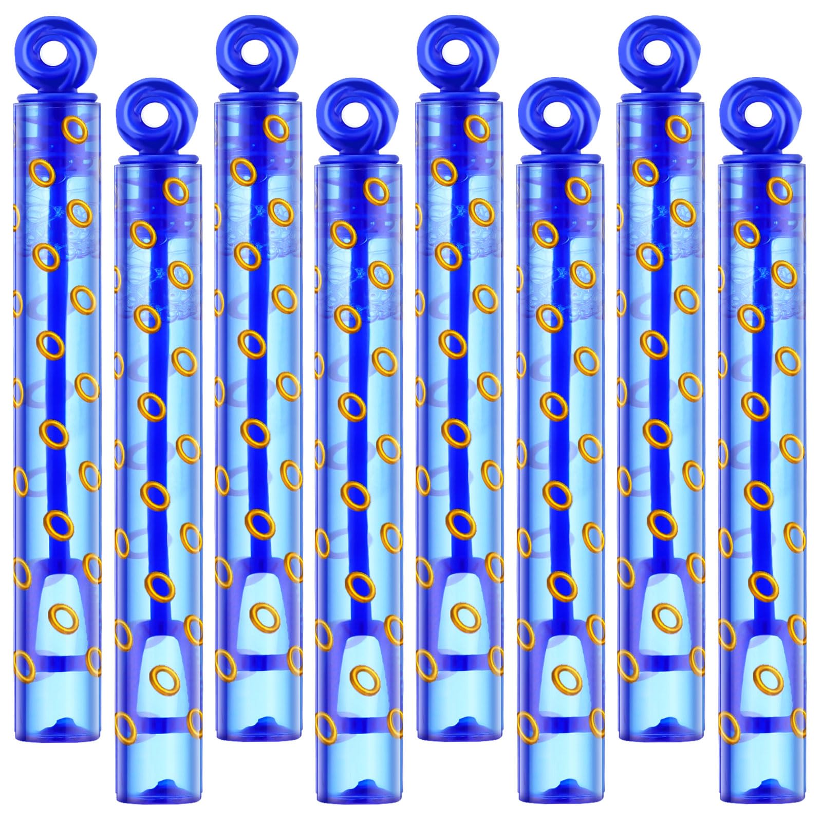 Rotatingpals blue bubble wand with gold ring design, ideal for party fun.