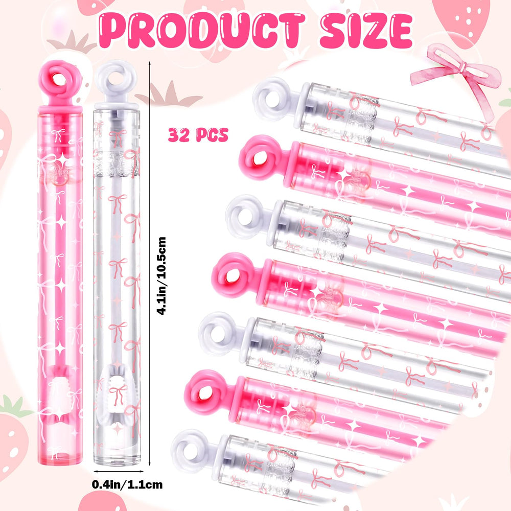 Rotatingpals pink bow design closeup bubble wand showing detail and handle.