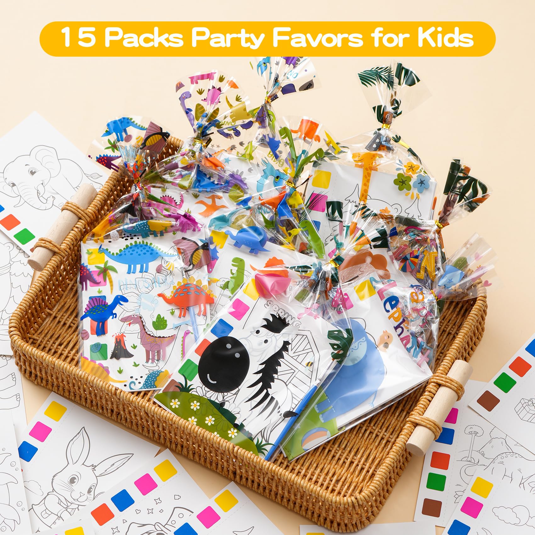 Rotu matching party goodie bags with themed designs for organized celebrations.