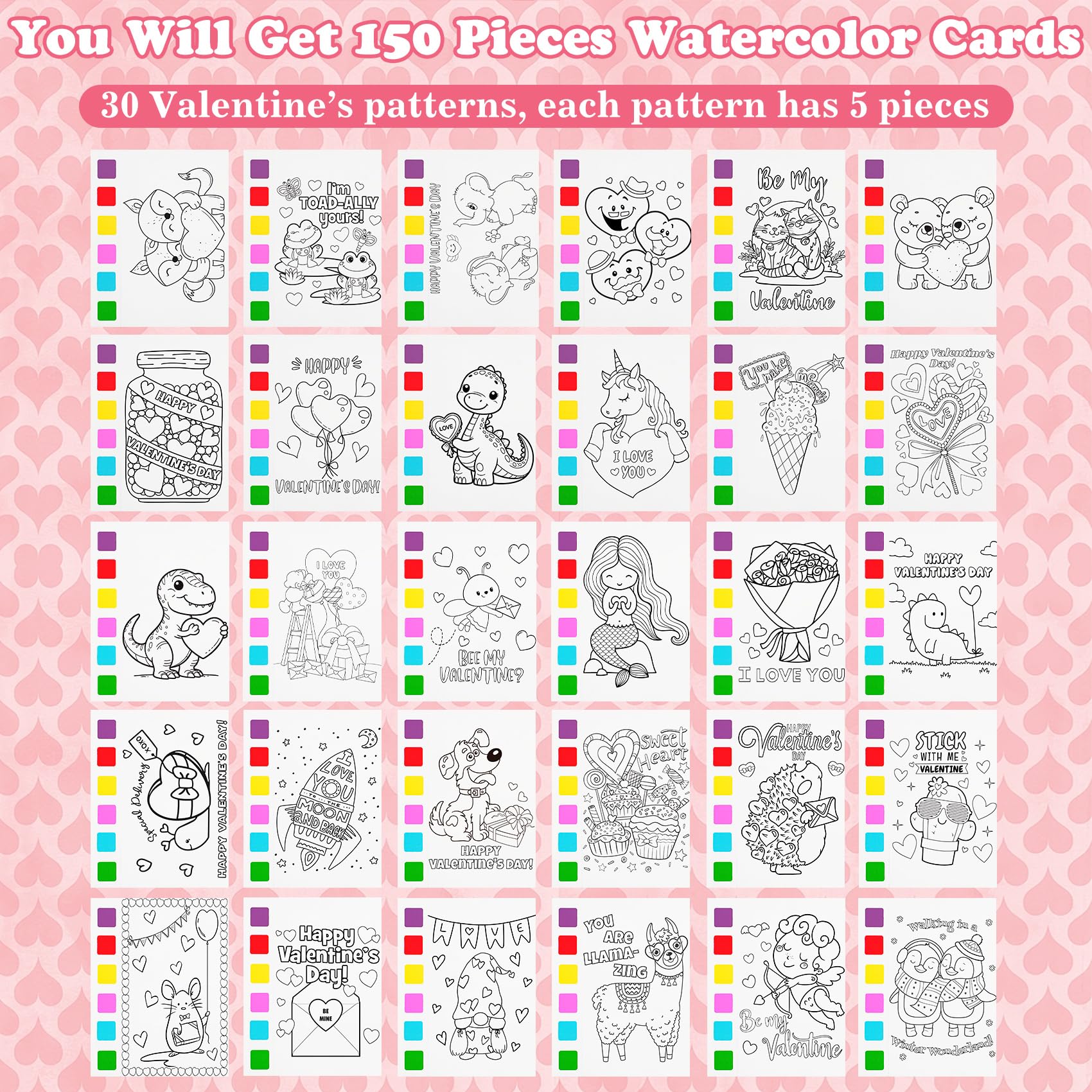 Rotu Valentine cards with six designs for kid exchanges and games