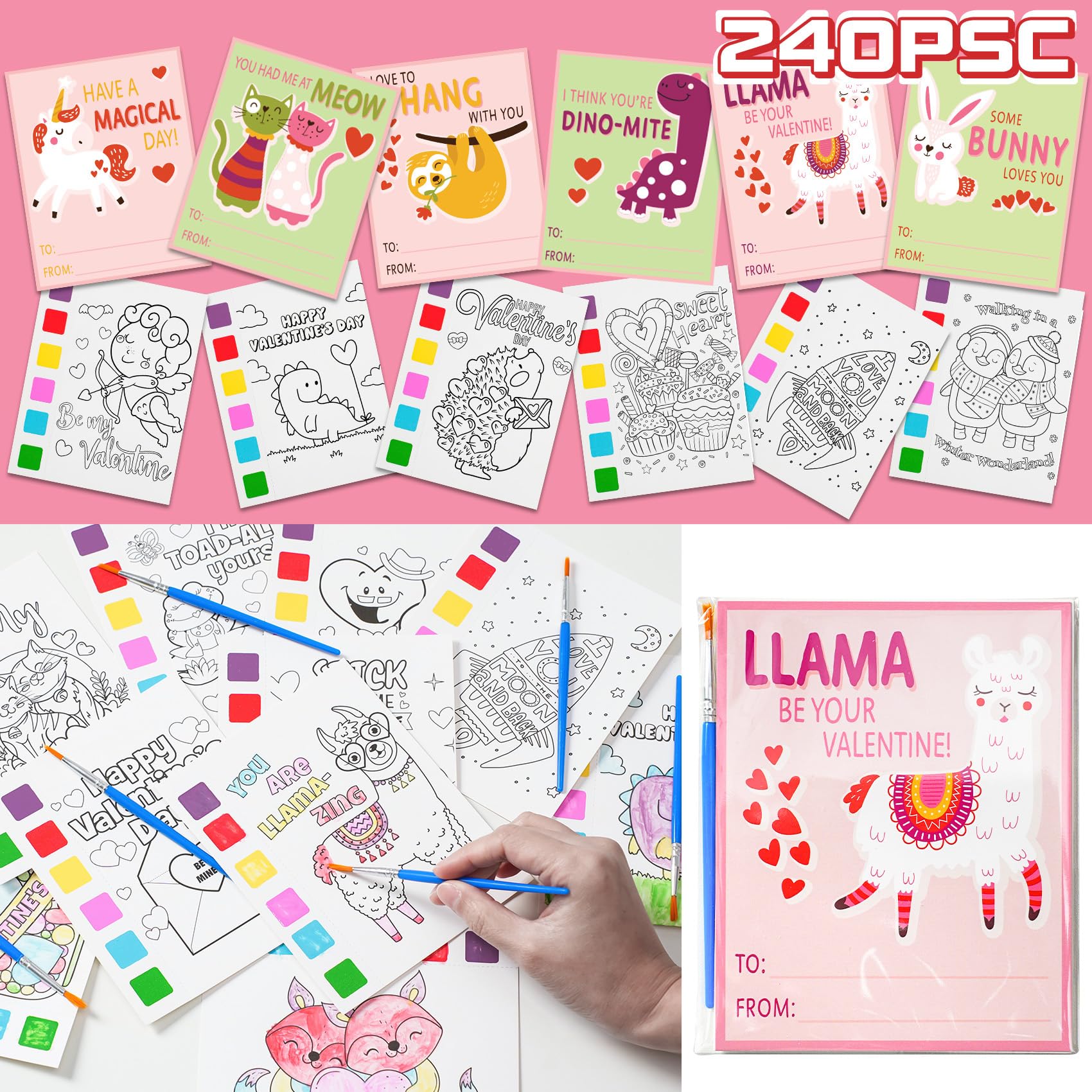 Rotu Valentine watercolor pages for kids, mess-free classroom coloring