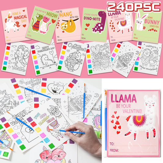 Rotu Valentine watercolor pages for kids, mess-free classroom coloring