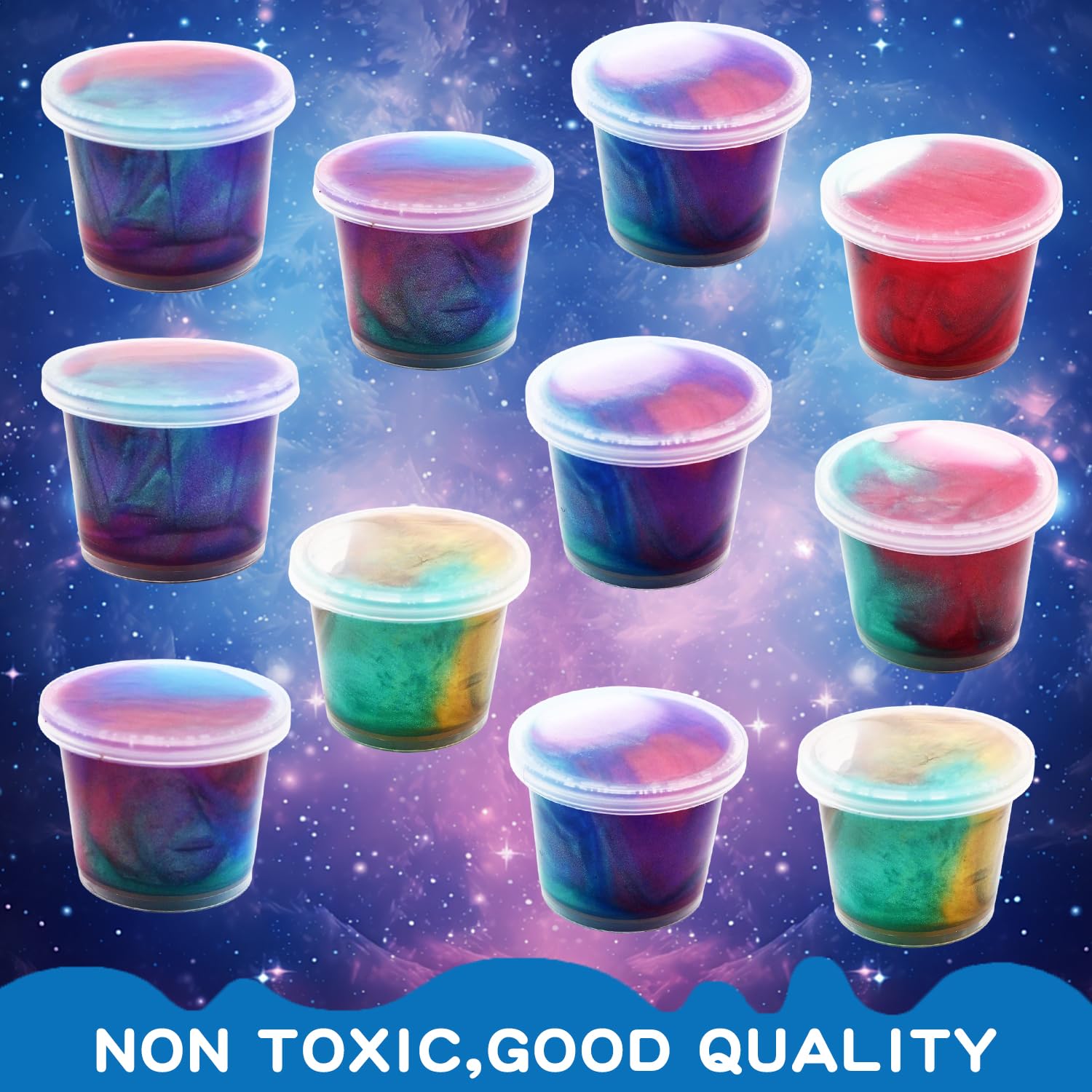 Roujiamo Galaxy Slime stored in a container, ready for reuse.