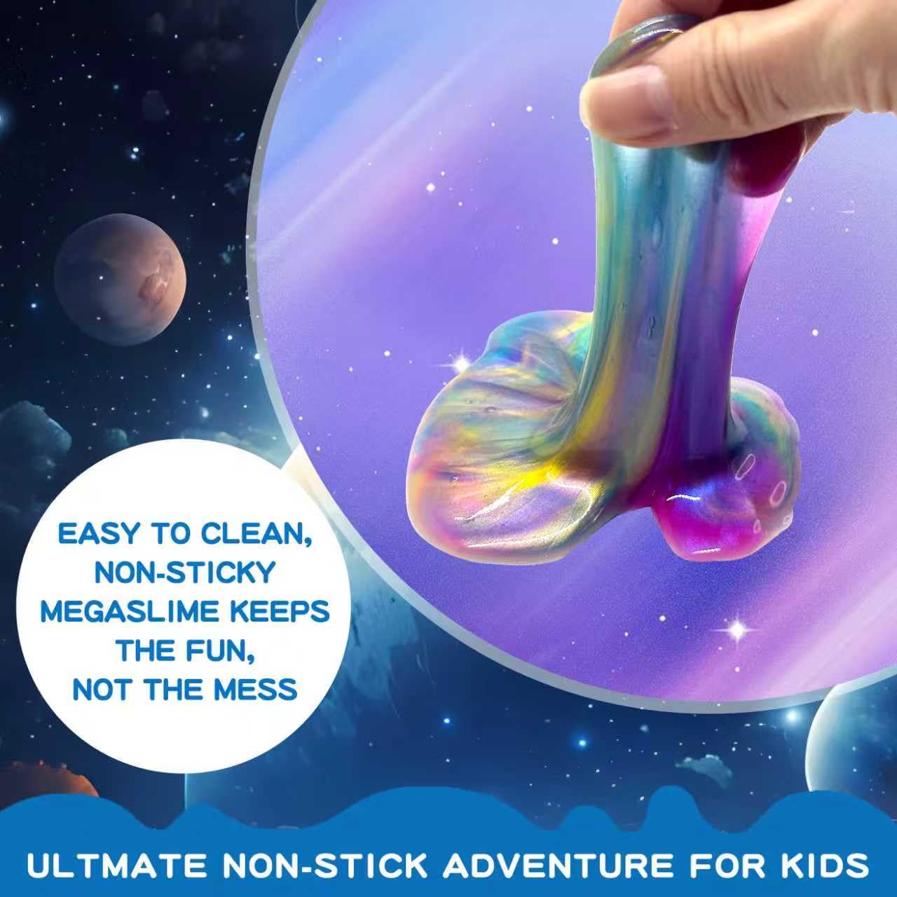 Roujiamo Galaxy Slime washes off easily with soap.
