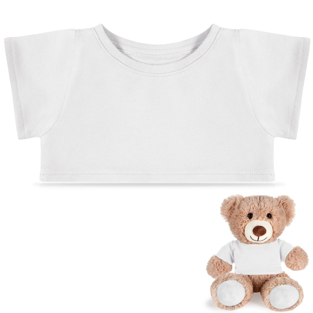 RoundFunny bear shirt white front view on plush toy, easy to clean