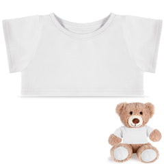 RoundFunny bear shirt white front view on plush toy, easy to clean