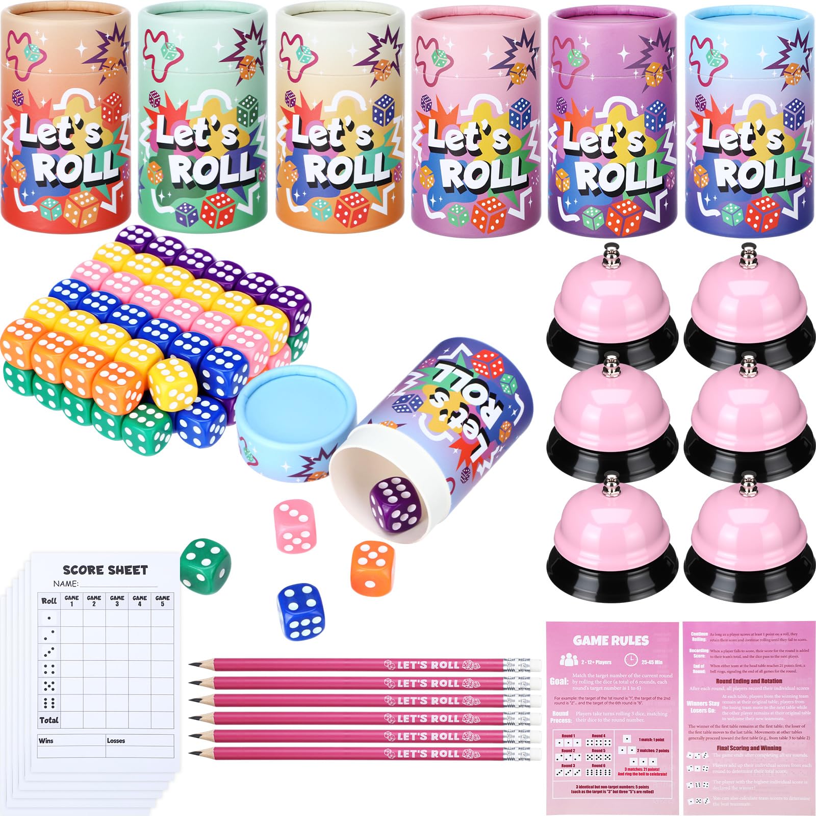 RoundFunny bunco dice cups in multicolor for easy group play