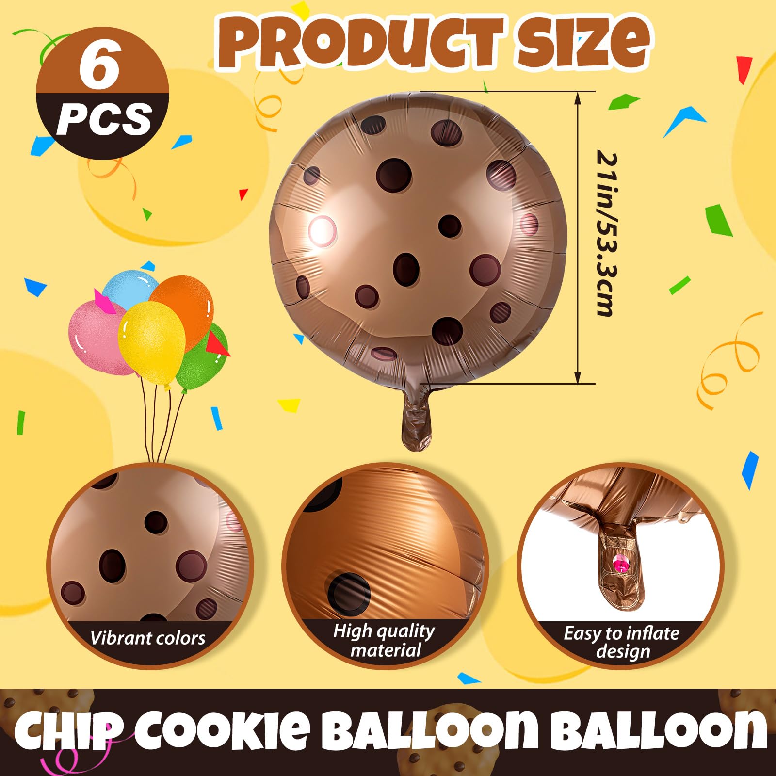 RoundFunny chocolate chip cookie balloon bulk pack brightens party decor.
