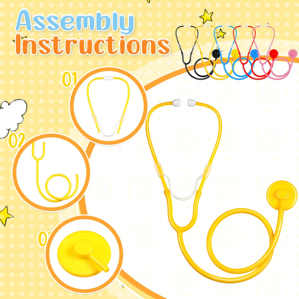 RoundFunny kids stethoscope toy in pink for pretend medical checkups.