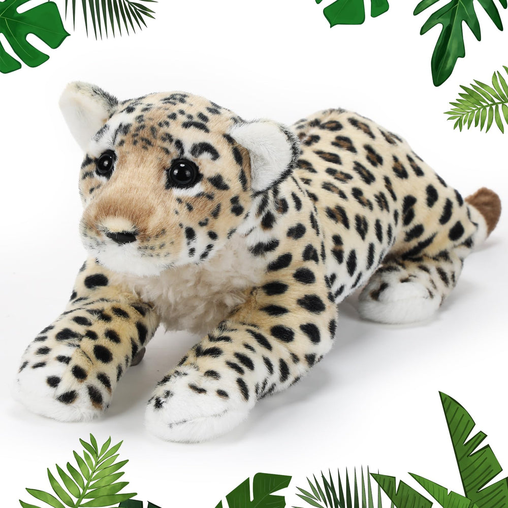 RoundFunny leopard plush 58 cm, soft cuddle buddy for kids.