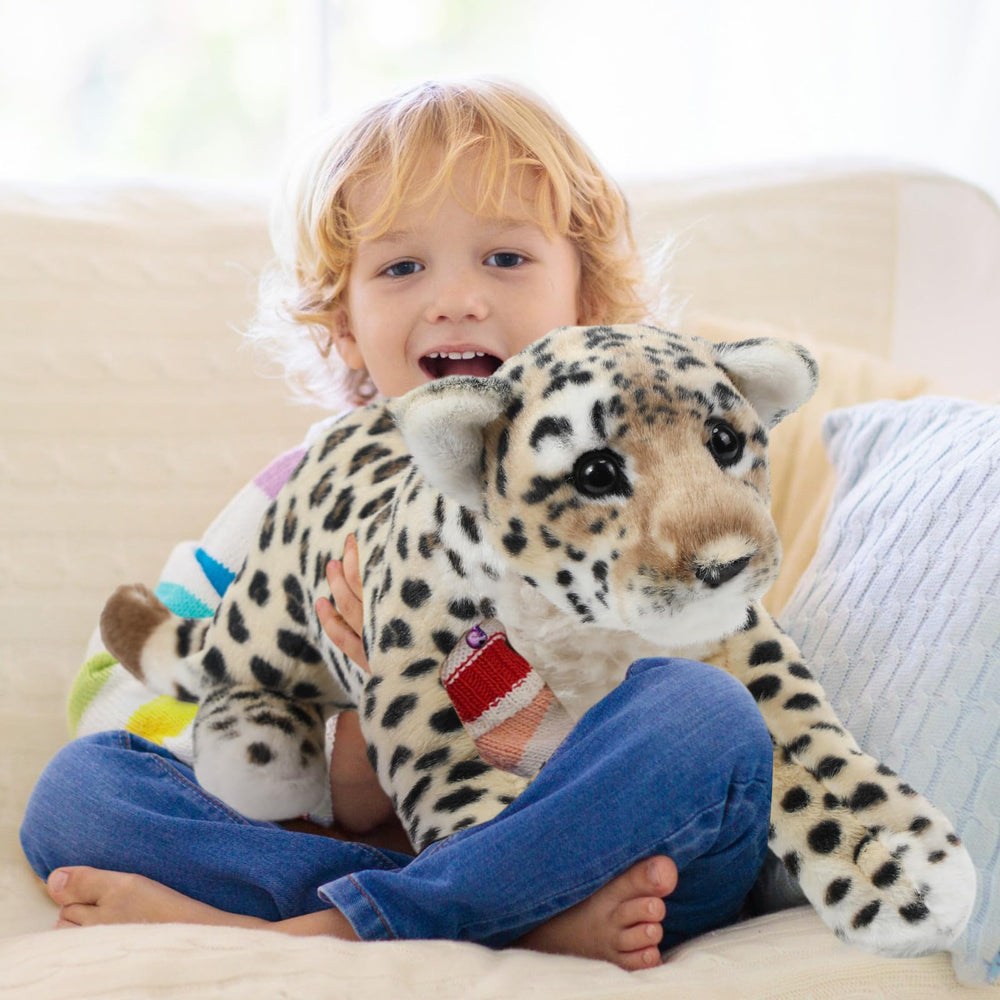 RoundFunny leopard plush suited for safari-themed party decor.