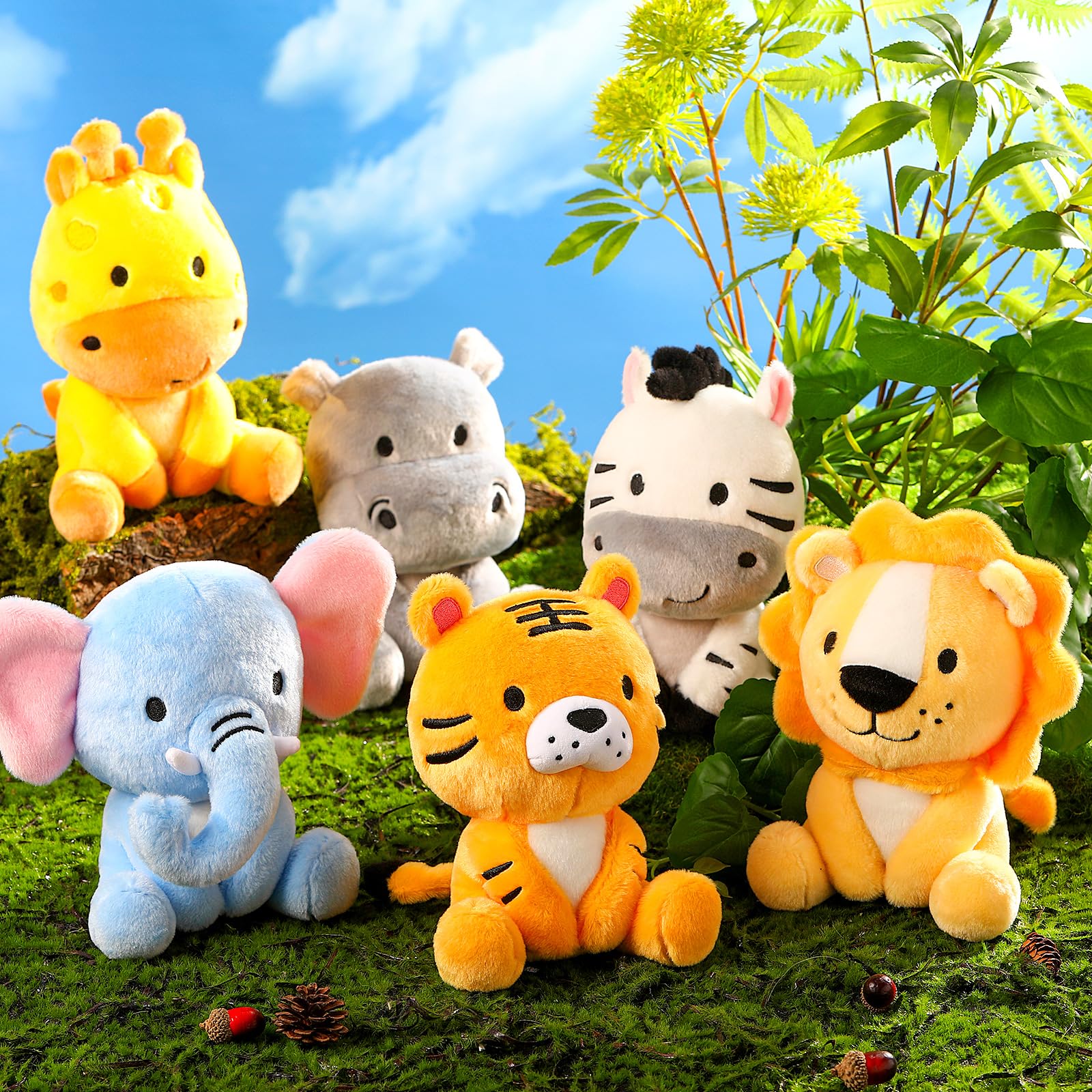RoundFunny safari tiger plush 7 inch cute and durable for play