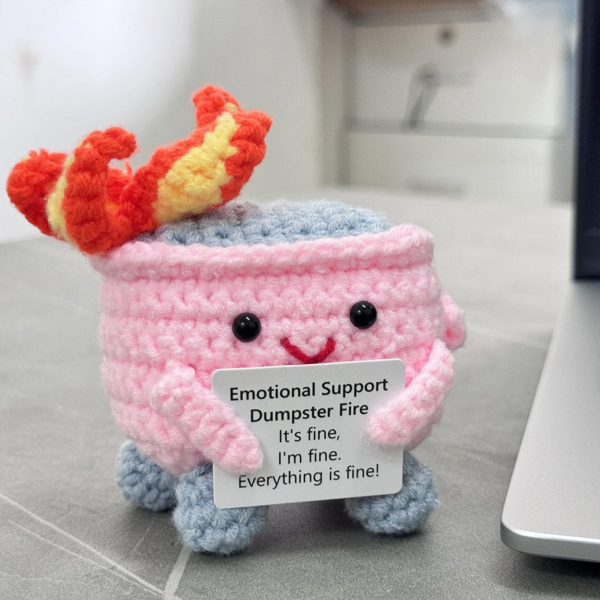 RovyFota pink crochet buddy can brighten coworkers' days.