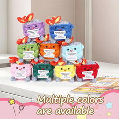 RovyFota green crochet support-card doll offers cozy companionship and desk-friendly decor.