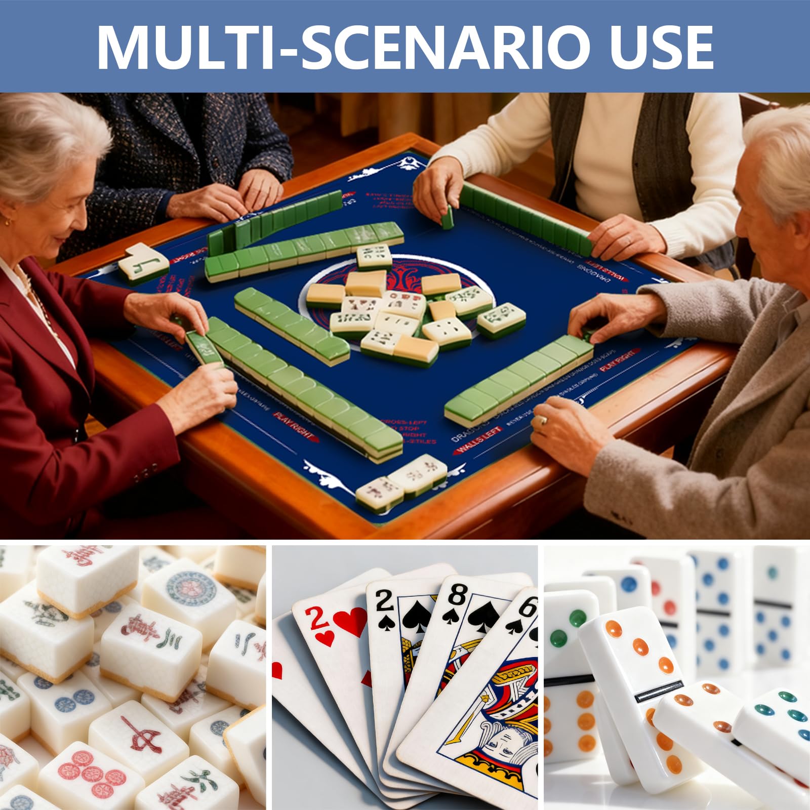 ROVYNTH Mahjong Mat 315x315 navy surface complements any gaming space