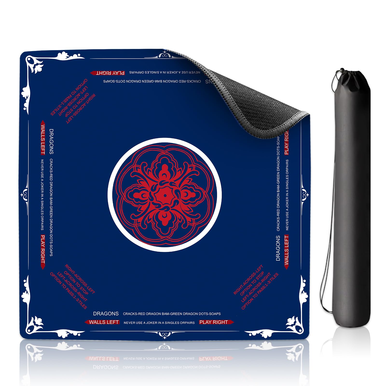 ROVYNTH Mahjong Mat 315x315 Navy laid out to show ample play space and comfort