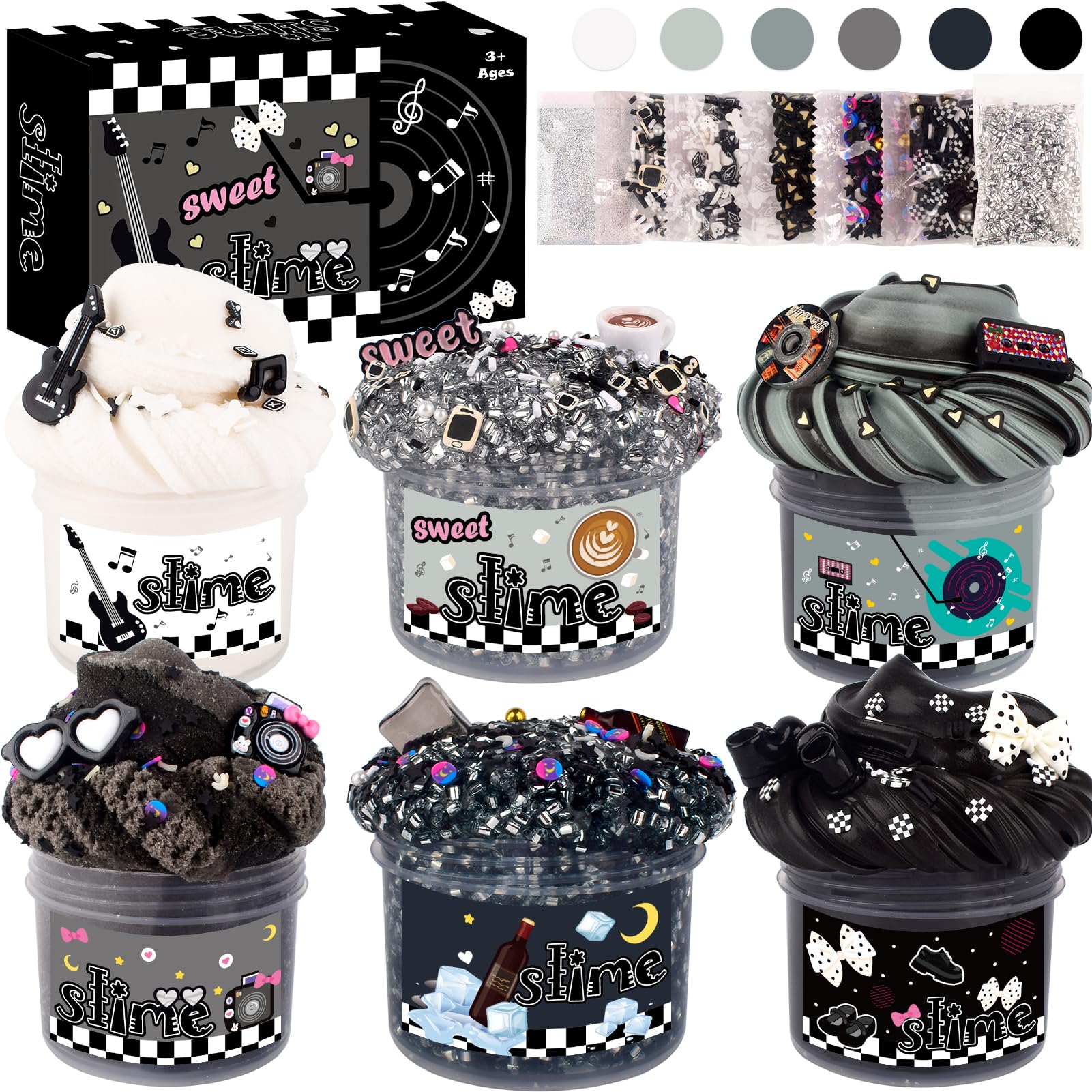 Rowecvce black punk gradient slime showcases edgy gradient for bold, creative play.