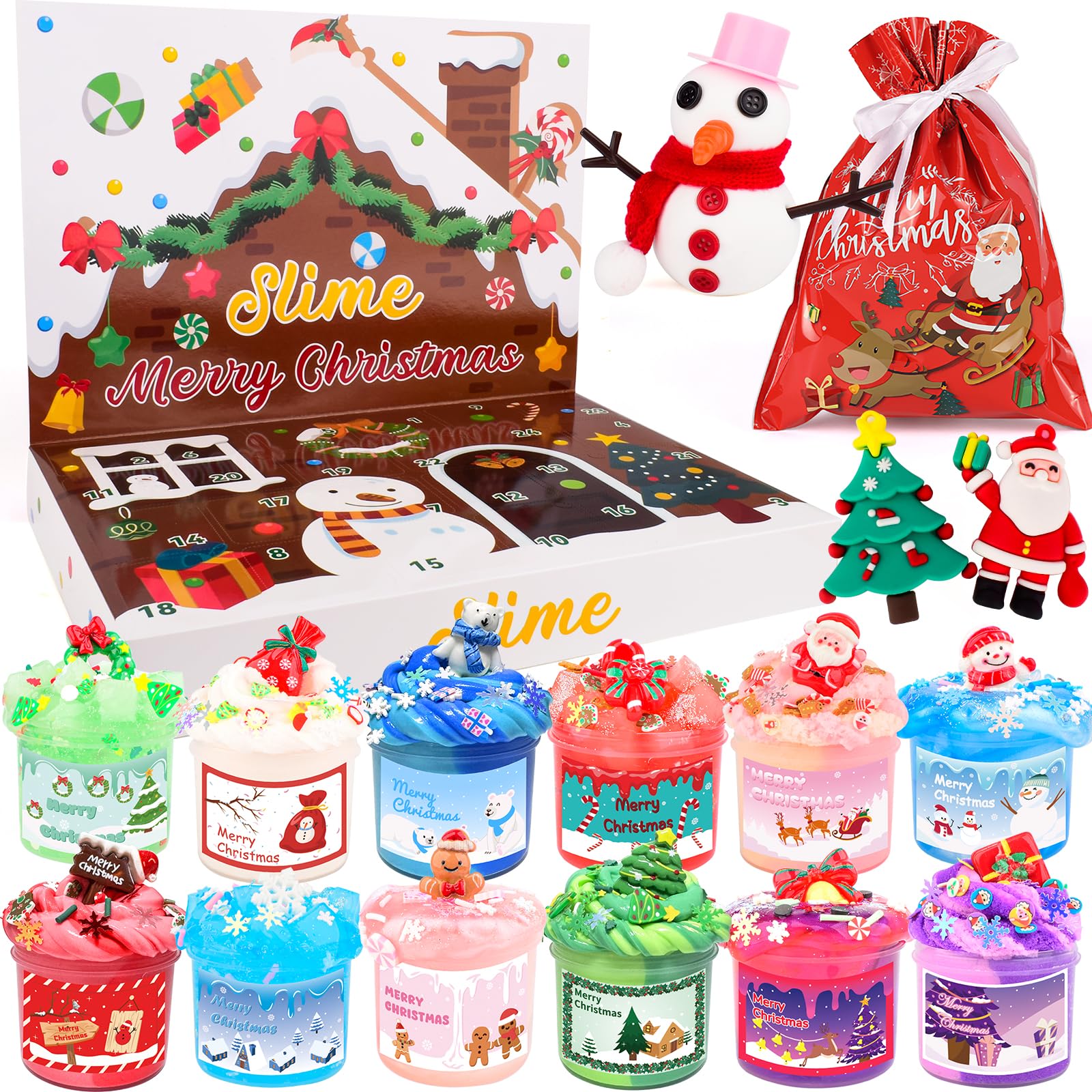 Rowecvce Christmas Advent Calendar slime collection showcasing four textures for daily sensory fun