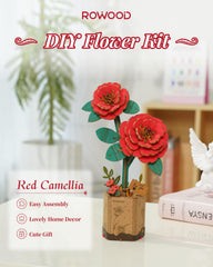 Rowood 3D puzzle artificial flower with adjustable stem for bouquet customization