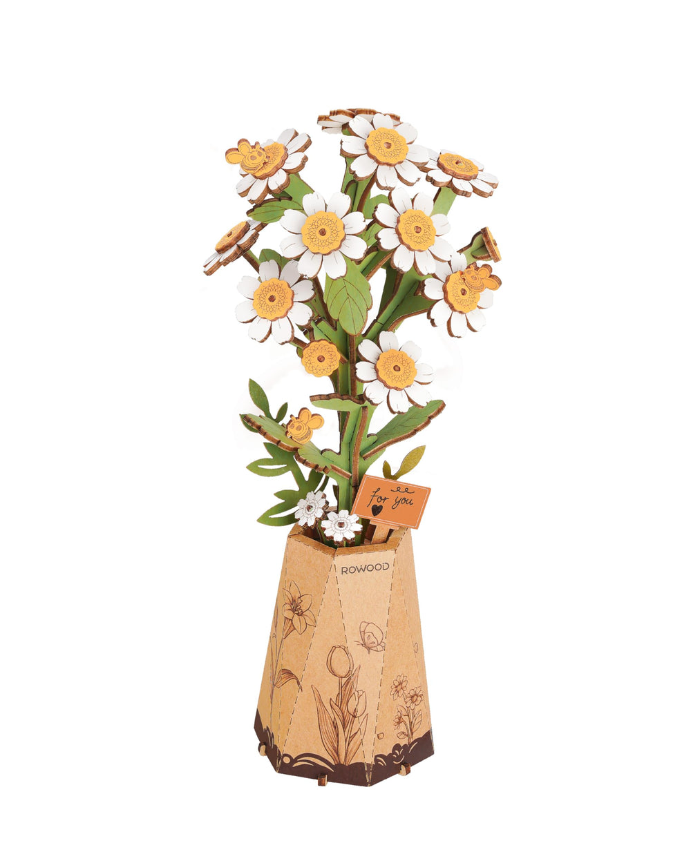 Rowood 3D puzzle wooden flower bloom for home decor and gifting.