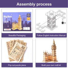 Rowood Big Ben puzzle assembled display ready for home decor