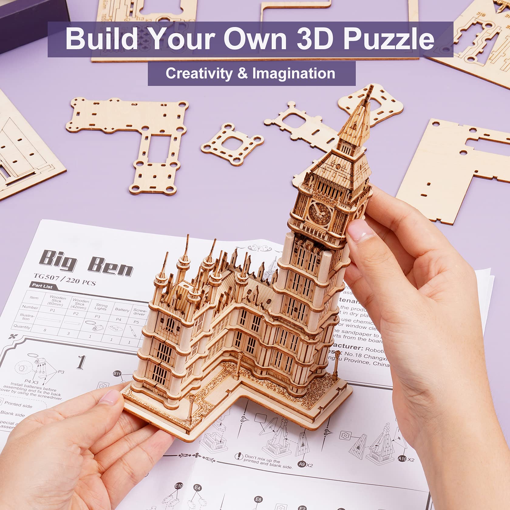 Rowood Big Ben puzzle desk setup for mindful activity