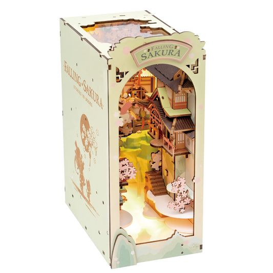 Rowood Book Nook Kit Sakura-inspired LED display for cozy bookshelf decor
