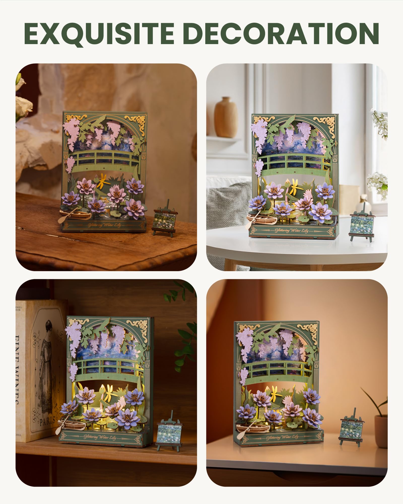 Rowood 3D puzzle transforms flat concepts into a tactile, serene decor piece