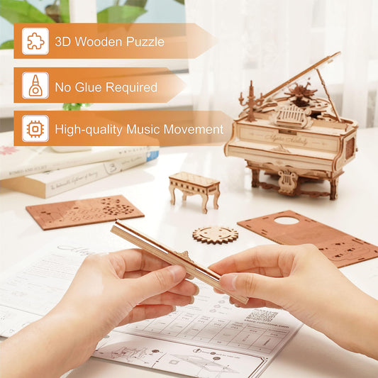 Rowood mechanical puzzle gear system highlighting precision during build