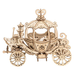 Rowood Pumpkin Cart 3D puzzle assembly with precise laser-cut pieces for a satisfying build