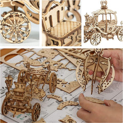 In-progress Rowood Pumpkin Cart shown on a shelf, ready for display