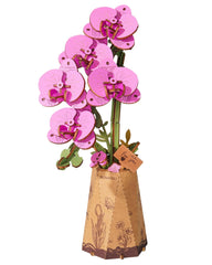 Rowood purple moth orchid wooden flower for durable, eye-catching home decor.