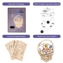 rowood Starry Night Music Box assembly instructions in English guide clear construction