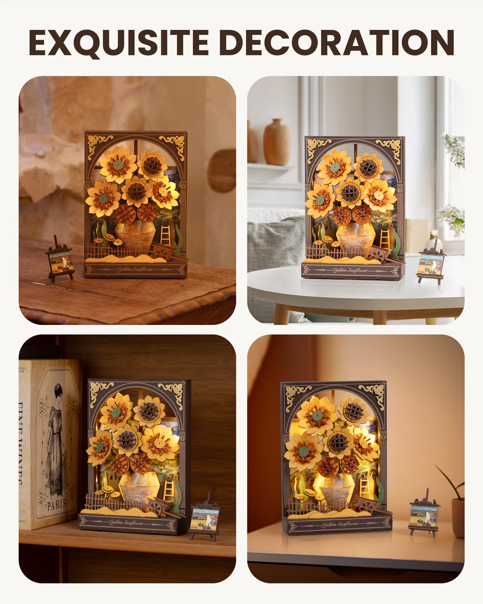 rowood Sunflower desktop display offers a bold art centerpiece