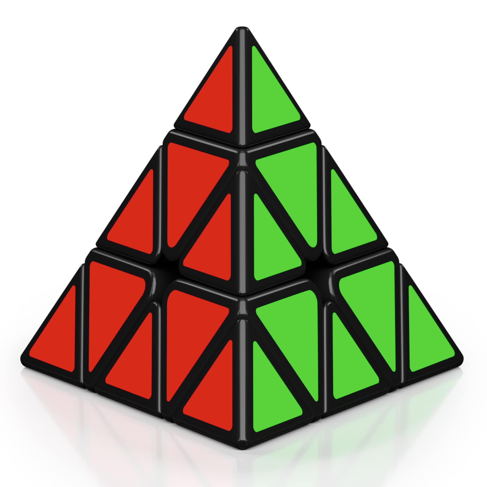 Roxenda Pyramid Speed Cube black front view showing smooth, color-matched faces