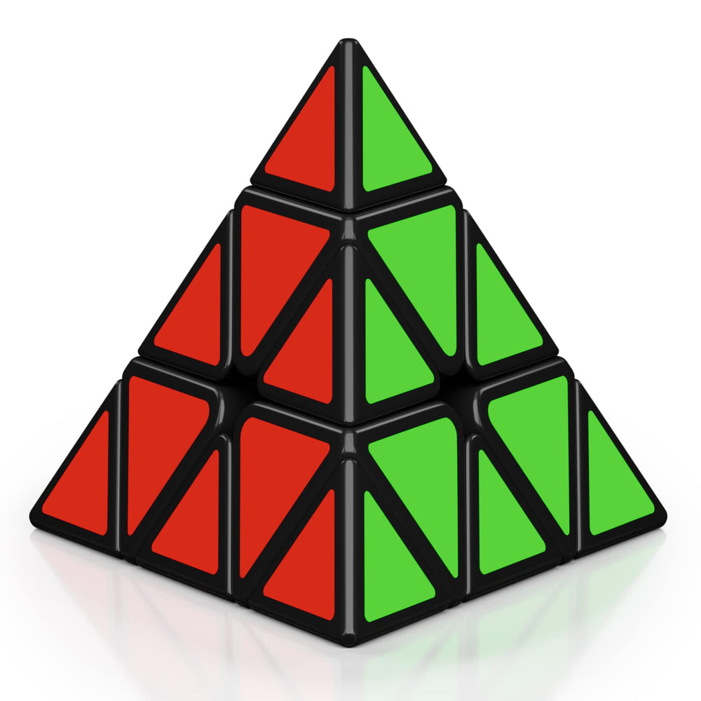 Roxenda Pyramid Speed Cube black front view showing smooth, color-matched faces