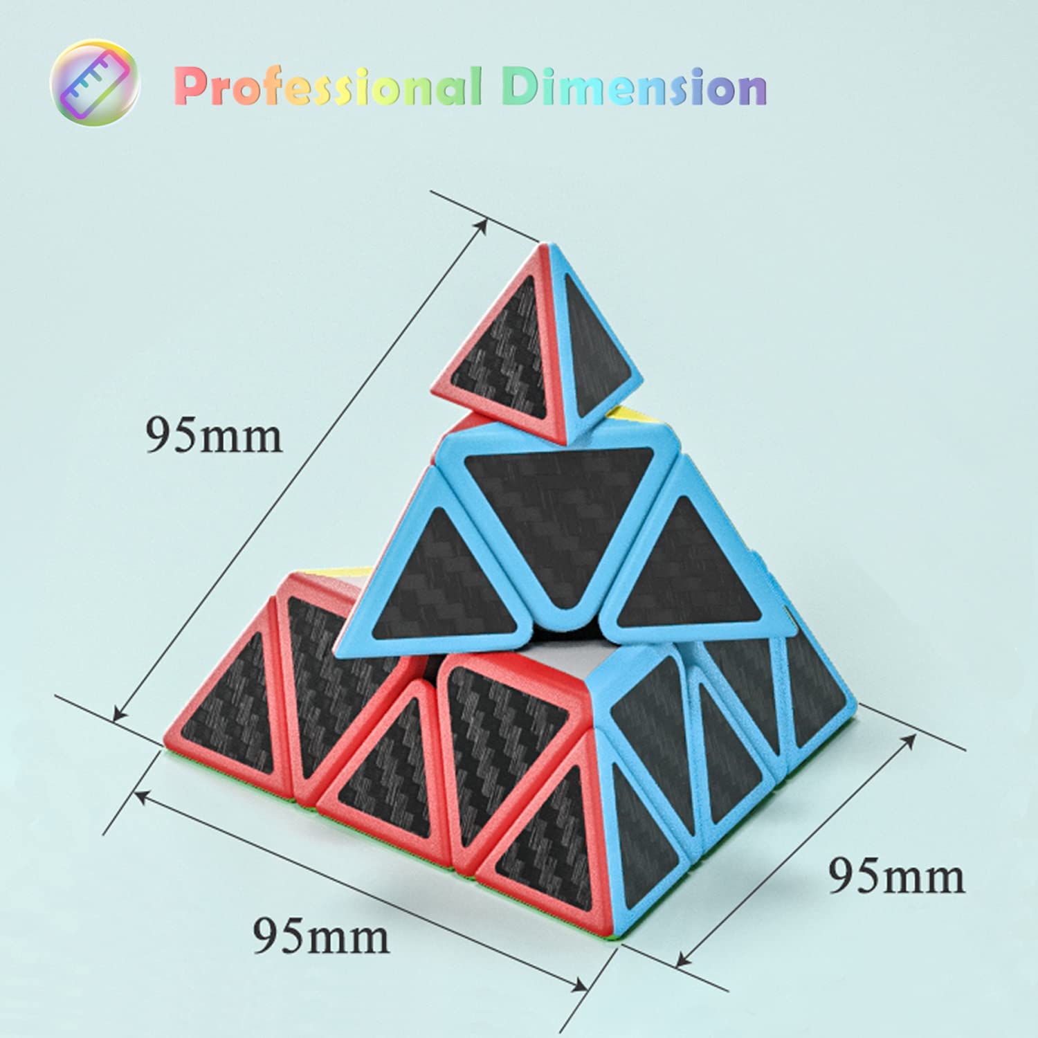 Roxenda Pyramid Speed Cube side angle shows smooth rotation and anti pop engineering