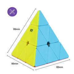 Roxenda Pyramid Speed Cube side view highlights portable, compact design.