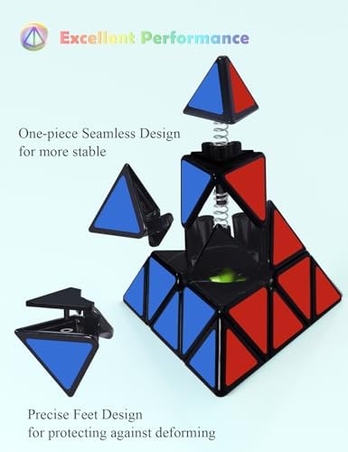 Roxenda Pyramid Speed Cube close-up of durable PVC stickers
