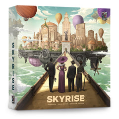 Roxley Skyrise city board showing strategic bidding and skyline planning