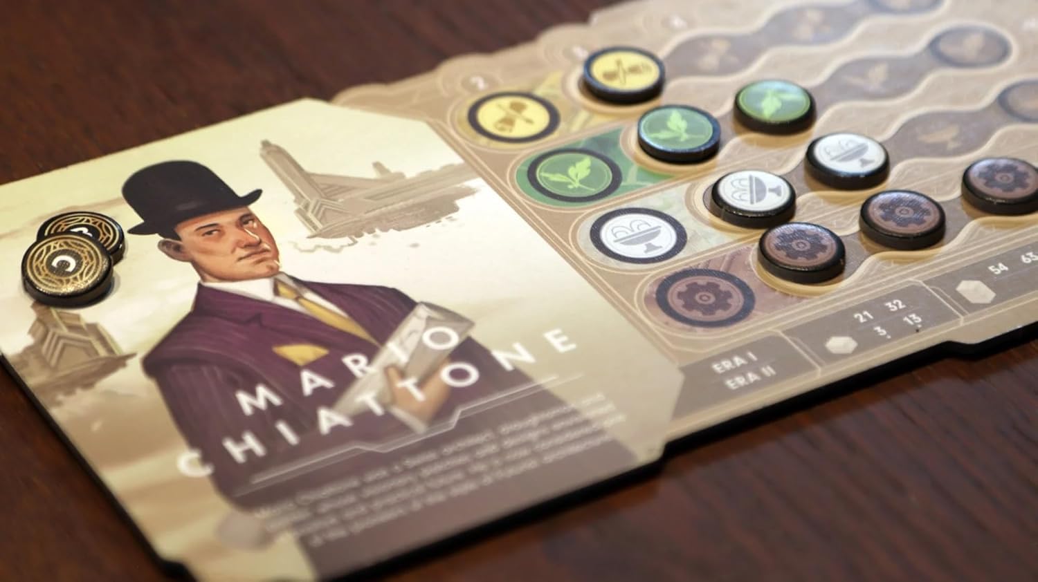 Roxley Skyrise player pieces and markers for city-building actions